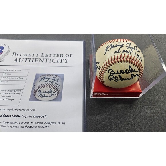 George Foster, Tony Oliva, Brooks Robinson, George Thomas -Signed Baseball - BAS - Picture 3 of 10